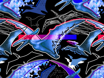 Graphic pattern of abstract pterodactyls abstract design art concept design dino dinosaur ekaterina glazkova graphic design illustration pattern pterodactyl repeated pattern seamless pattern trend watercolor