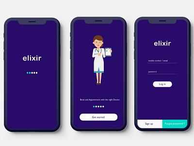 elixir_health_app app branding illustration logo ui ux