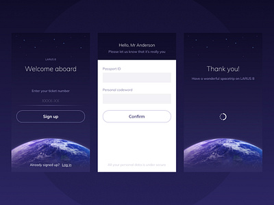 Sign Up Form / DailyUI 001 blue daily 100 daily ui dailyui dailyui 001 dark flight app form field interface log in login mobile register sign up signup signupform space ui