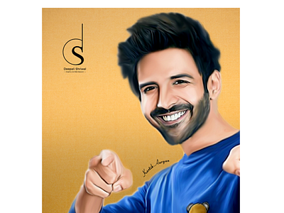 In frame Kartik Aaryan 💕🔥 
Painting design 🎨