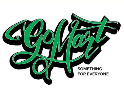 Gomart branding design hand lettered logo typography