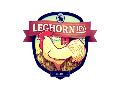 Leghorn Ipa ale beer chicken farm illustration jackalope label leghorn packaging