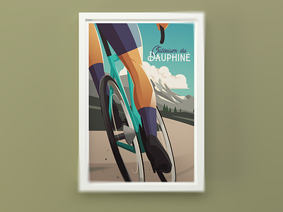 Criterium du Dauphine bicycle bike cycling illustration mountains poster vintage poster