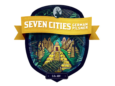 Seven Cities beer city german gold jungle label lost pilsner