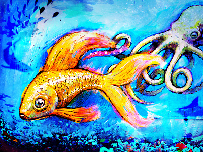 Under The Sea colorful fish illustration octopus sea underwater
