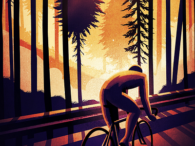 Morning Ride bicycle cycling cyclist forest ipad sketch sunrise