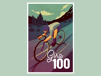 Giro 100 bicycle bike cycling giro poster race screen print tour vintage
