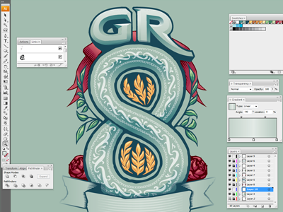 Gr8 Wip 8 beer illustration illustrator label number
