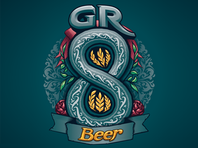 Gr8 Progress 8 beer illustration illustrator label number
