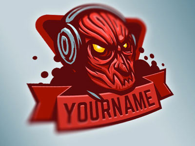 Demon avatar demon devil gaming headset logo ribbon