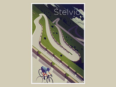 Stelvio bicycle bike cycling giro italy poster print race screen stelvio tour vintage
