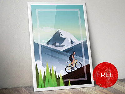 8848 Printable Art bicycle cycling forest mountains riding screen print