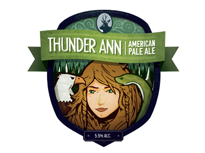 Thunder Ann beer eagle illustration label ribbon snake type