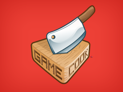 Gamecook Revision board butcher cook game illustration knife logo wood