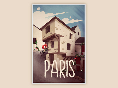 Paris cycling france paris poster vintage