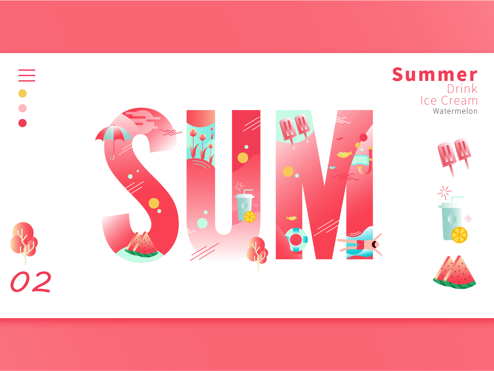 summer夏天主题插画 icon illustration vector