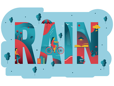 Rain雨季主题插画 design icon illustration