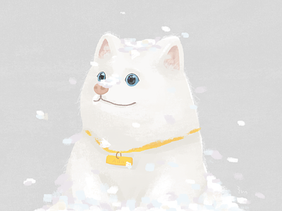 Hey! art character cute design dog drawing eyes fun illustration samoyed snow white winter yununuan