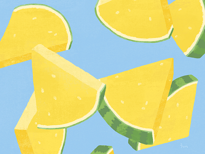 Yellow watermelon 🍉 art cooldown design drawing highsummer illustration summer watermelon yellow yununuan