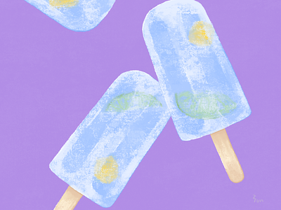 Lemon & Mango 🍦 lemon mango highsummer summer hot popsicle icelolly icecream icepop yununuan art illustration drawing design