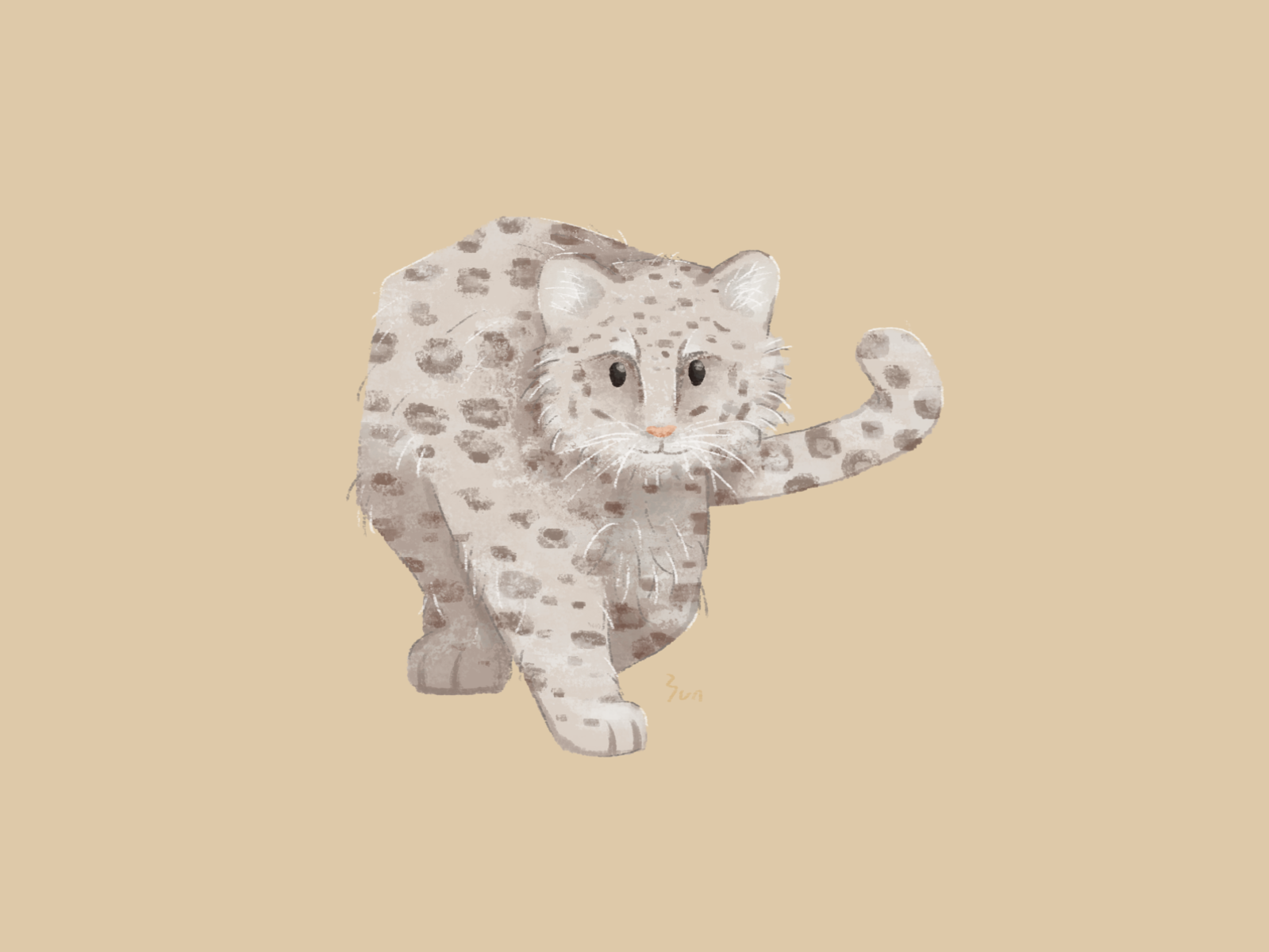 snow leopard Endangered Wildlife Cartoon Retro Drawing Stock Photo - Alamy