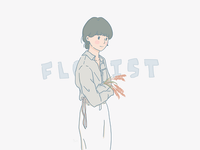 Florist#2 art character design drawing fall fashion florist flower girl illustration yununuan