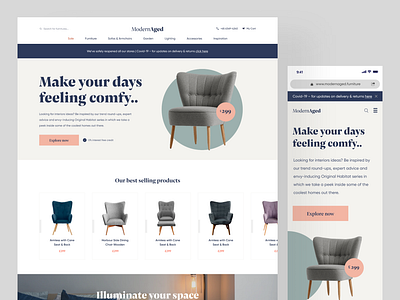 Furniture ECommerce Website Home Page UI