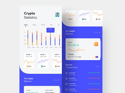 Crypto Wallet & Statistics android app app app design app concept app designer app ui app ui design appui crypto design designer finance finance app ios ui uidesign uidesigner uiux wallet wallet app