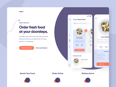 Food Delivery App Landing Page Header