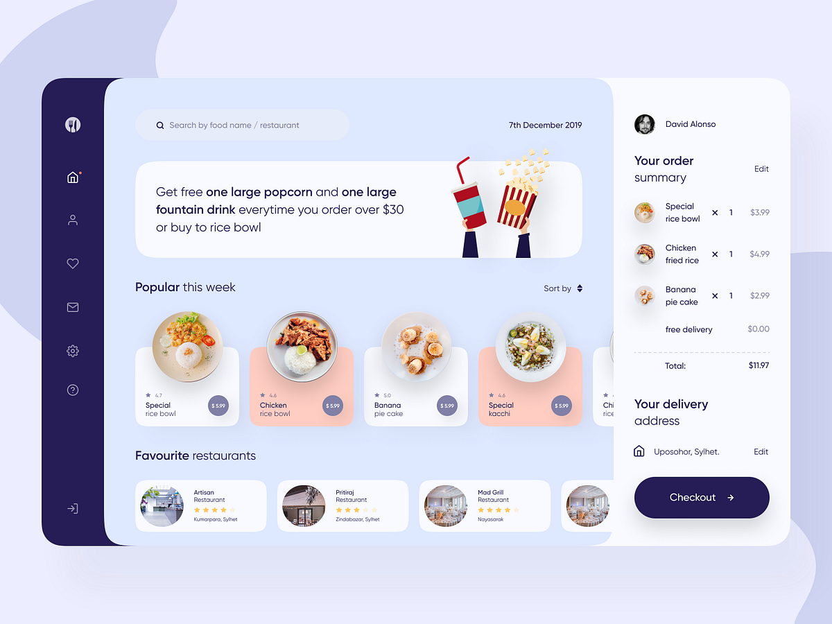 Food Delivery Dashboard UI Design by Shafiuddin Ahmed on Dribbble