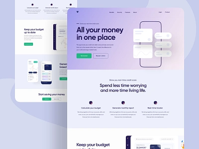 Personal Finance App Landing Page UI Design android app app concept app ui app ui design applanding appui design landing page landing page design landingpage landingpagedesign ui uidesign uidesigner uiux uiuxdesign website website design