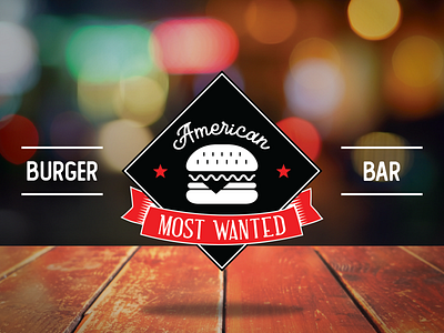 Most Wanted Burger american bar branding burger coatofarms design flat food illustrator logo type typography vector web