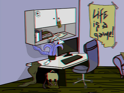 Life is a game art glitch illustration