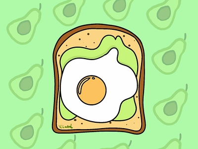 Acocado toast art illustration