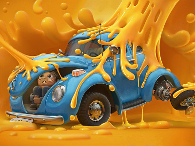 Cheese Attack 3d illustration