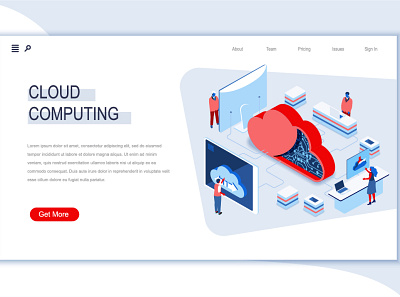 Isometric Landing Page Template 3d behavior cartoon character cloud computing concept flat header homepage isometric isometry landing page people perspective situation template vector website