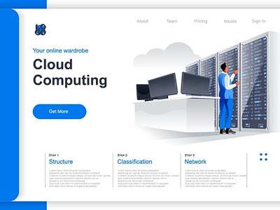 Isometric Cloud Computing Landing Page 3d character cloud computing flat header homepage isometric isometry landing modern page people perspective scene ui ux web website wireframe