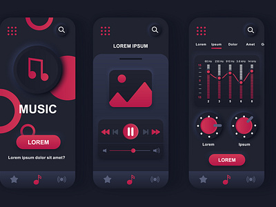 Neomorphic Mobile App UI Kit Music