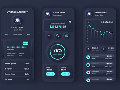 Neomorphic Mobile App UI Kit Banking