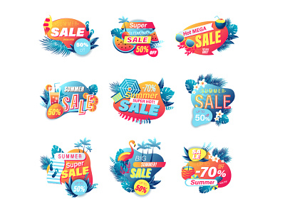 Summer sale banner 3d ads advertising badge banner business commerce coupon deal discount holiday label marketing plant sale shopping sticker summer tag tropical