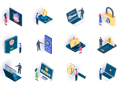 Cyber Security Isometric Icons