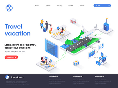 Travel Vacation Isometric Landing Page