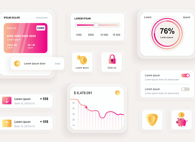 Bankign Mobile App Elements Ui Kit app application bank banking elements gui infograph infographic interface kit mobile mockup modern responsive screen template ui unique user ux