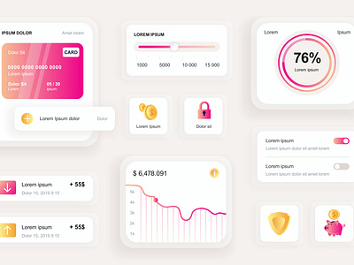 Bankign Mobile App Elements Ui Kit app application bank banking elements gui infograph infographic interface kit mobile mockup modern responsive screen template ui unique user ux