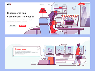 E-commerce Landing Pages Header, Footer or Middle Content