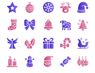 Merry Christmas UI Glyph Icons Pack Pixel Perfect app bundle christmas collection flat glyph grid gui icon isolated merry mobile pack pictogram set sign solid ui ux xmas