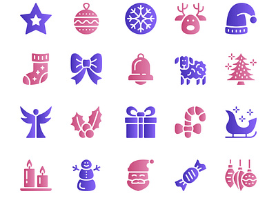 Merry Christmas UI Glyph Icons Pack Pixel Perfect