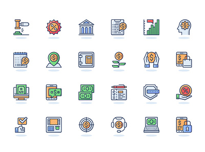 Online Banking Web Flat Line Icons bundle collection concept flat graphic icon illustration line linear lined modern outline pack pictogram set simple unique vector web website