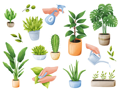 Green Plants Realistic Stickers
