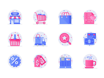 Shopping Web Icons android app cartoon commerce flat gradient icon icons ios mobile modern pack pictogram set shadow shop shopping vector web website